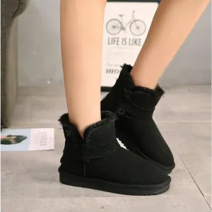 Velvet Warm Round Toe Flat Short Irregular Cut Winter Snow Boots