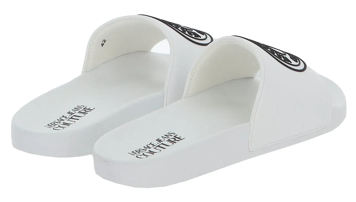 Versace Jeans Couture White Medallion Pool Slide-