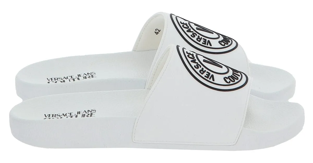 Versace Jeans Couture White Medallion Pool Slide-