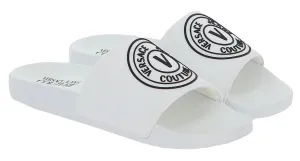 Versace Jeans Couture White Medallion Pool Slide-