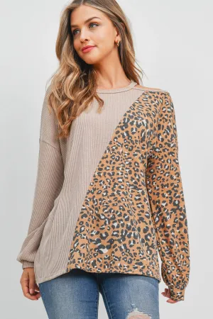 Vertical Leopard Contrast Bella Rib Top