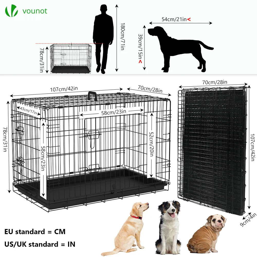 VOUNOT Dog Crate Portable Foldable Secure Pet Puppy Cage 42 Inches, XL