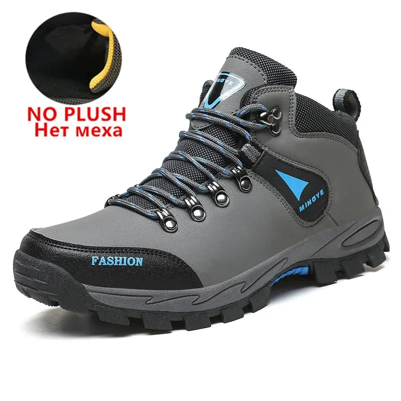 Waterproof Leather Lace-Up Snow Boots with Super Warm Fleece Lining for Men