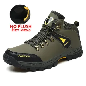 Waterproof Leather Lace-Up Snow Boots with Super Warm Fleece Lining for Men