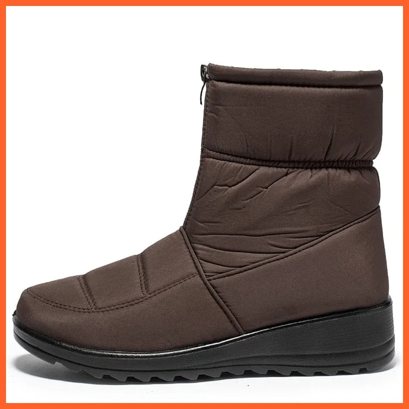 Waterproof Snow Boots For Women | Winter Warm Plush Front Zipper Non Slip Cotton Padded Shoes