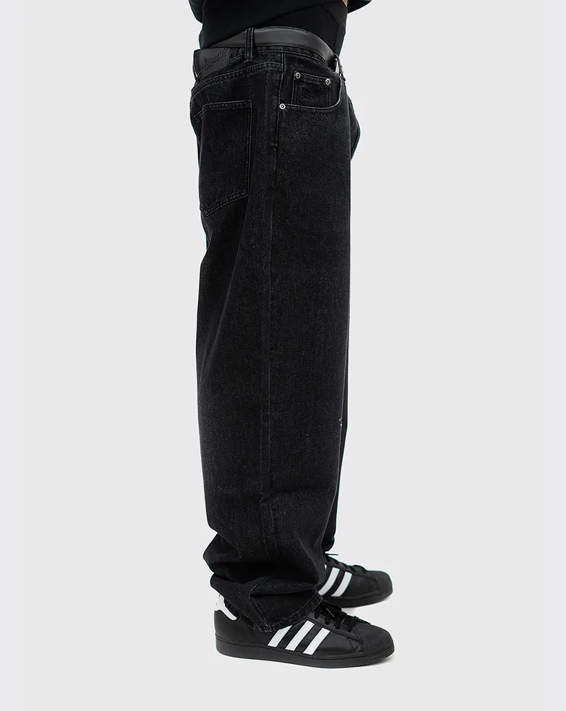 Welcome Immortal Loose Straight Leg Denim Jeans - Washed Black