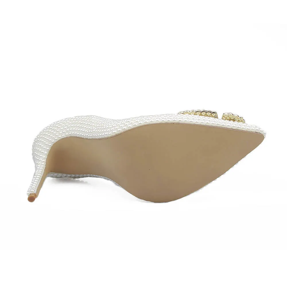 White Wedding Ankle Stiletto Heel Point Toe Pumps