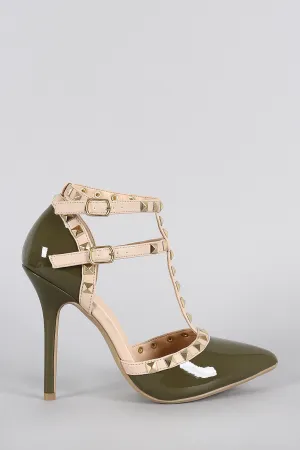 Wild Diva Lounge Studded Straps Pointy Toe Pump