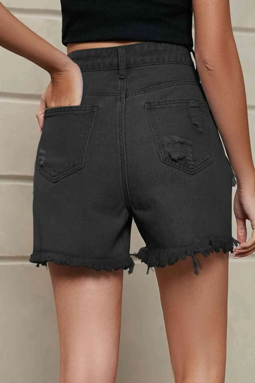 Wild West Fringe Distressed Denim Shorts