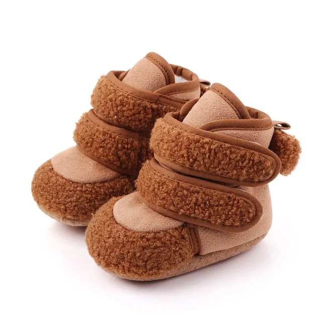 Winter Warm Toddler Boots First Walkers Newborn Baby Girls Boys Velcro Shoes Soft Sole Fur Anti-slip