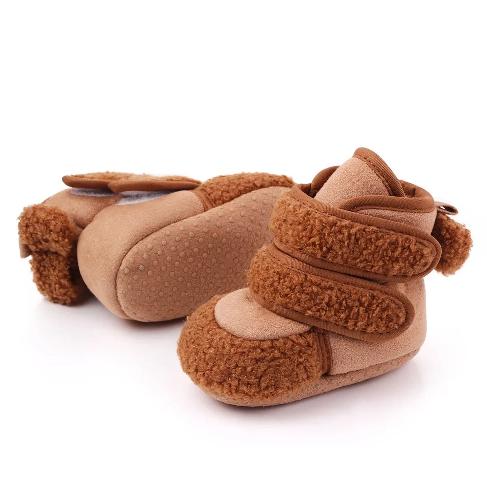 Winter Warm Toddler Boots First Walkers Newborn Baby Girls Boys Velcro Shoes Soft Sole Fur Anti-slip