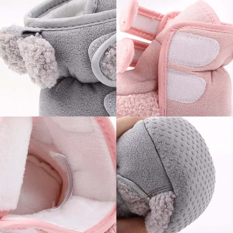 Winter Warm Toddler Boots First Walkers Newborn Baby Girls Boys Velcro Shoes Soft Sole Fur Anti-slip