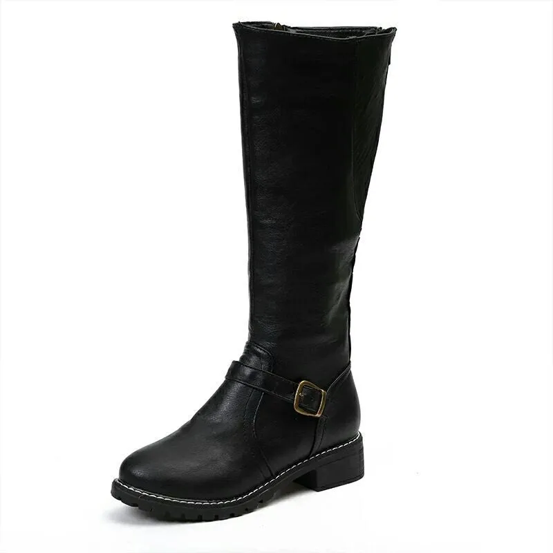 Women Chunky Heel Winter Fall Mid Calf Boots