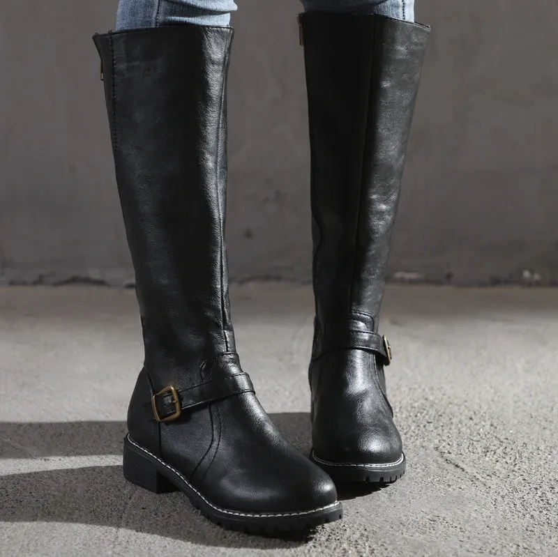 Women Chunky Heel Winter Fall Mid Calf Boots
