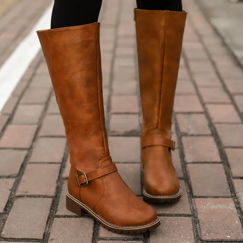Women Chunky Heel Winter Fall Mid Calf Boots