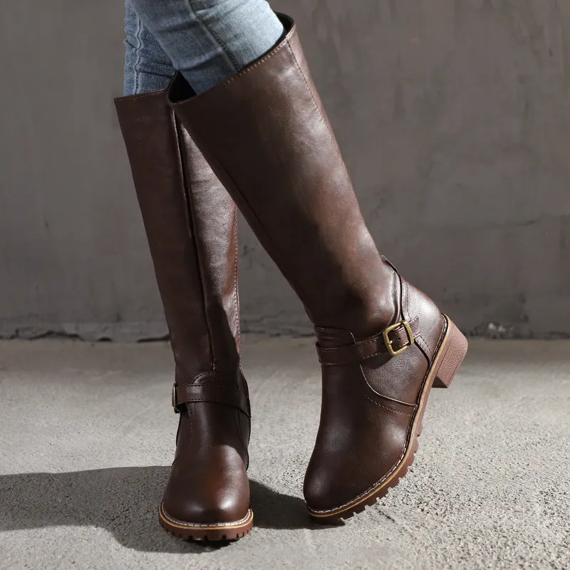 Women Chunky Heel Winter Fall Mid Calf Boots