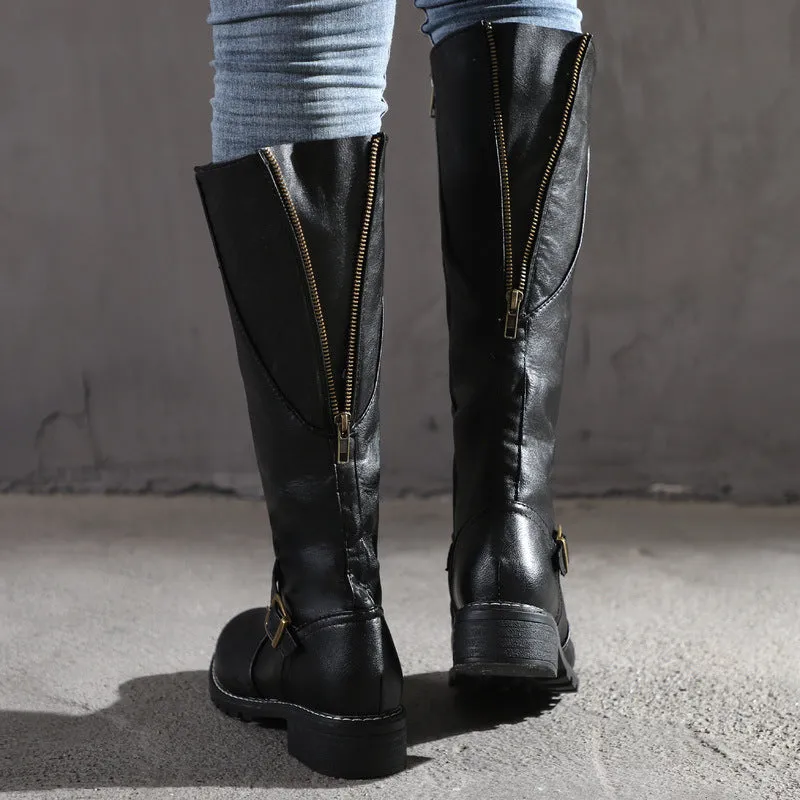 Women Chunky Heel Winter Fall Mid Calf Boots