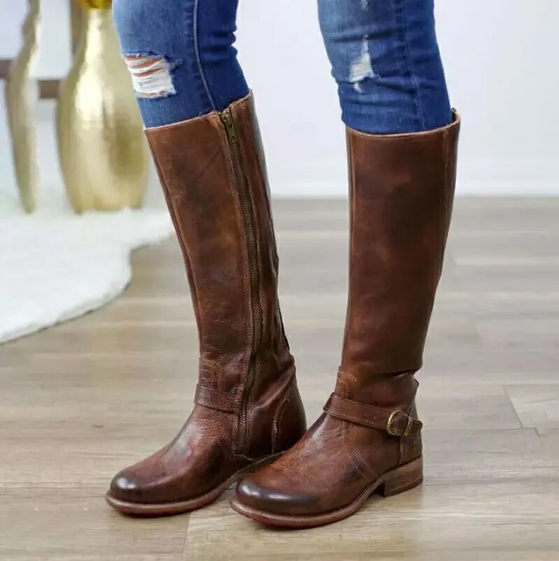 Women Chunky Heel Winter Fall Mid Calf Boots