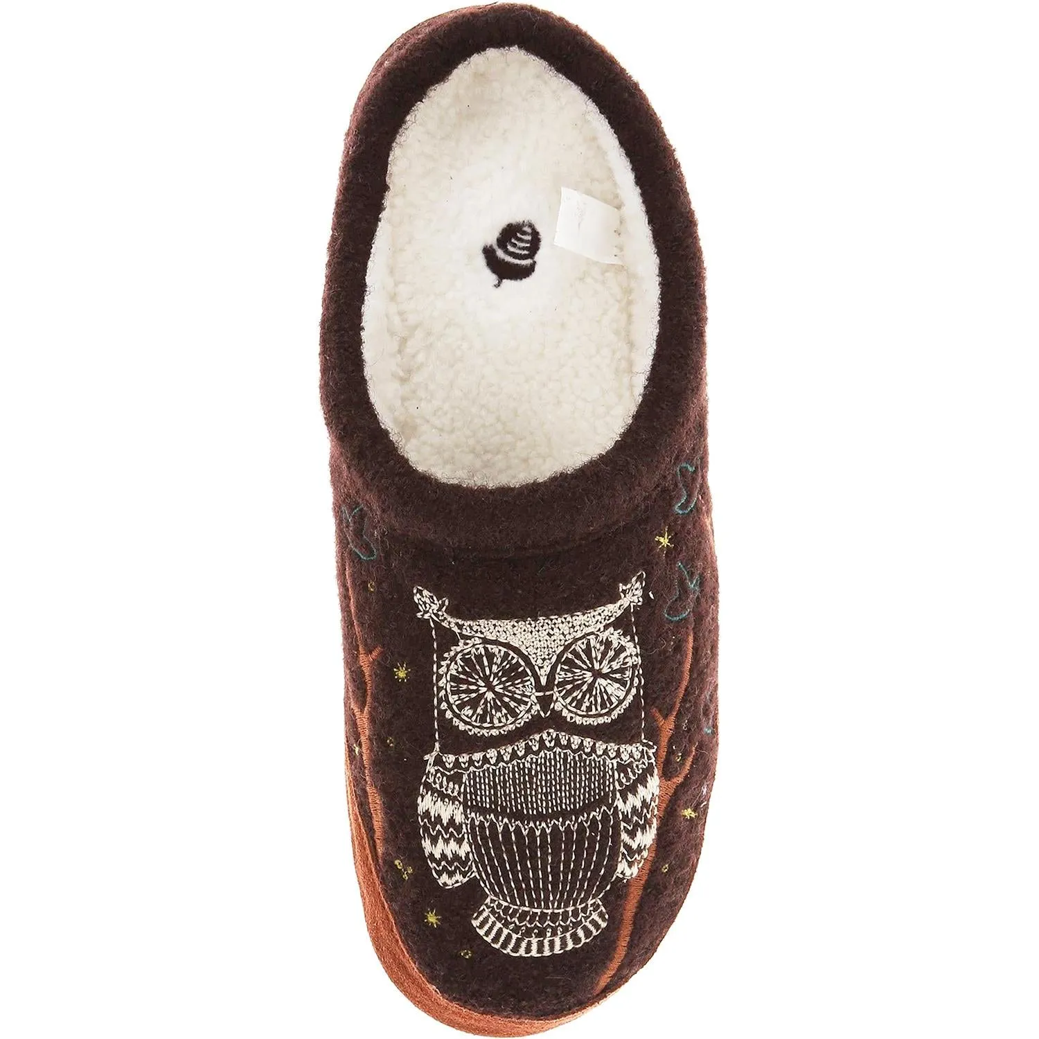 Women's Acorn Forest Mule Chocolate Owl Wool