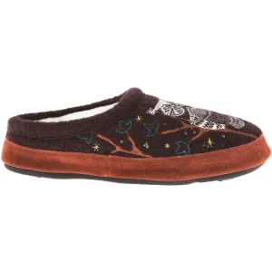 Women's Acorn Forest Mule Chocolate Owl Wool
