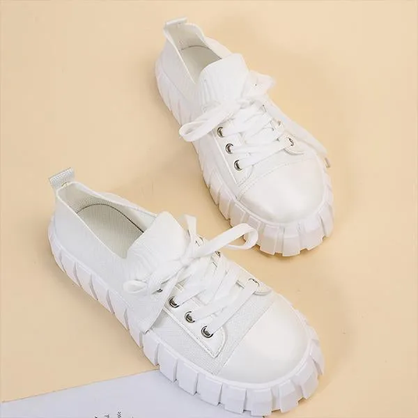 Women's Casual Thick Sole Flyweave Lace-up Sneakers 80434883S
