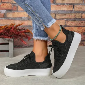 Women's Casual Thick Sole Lace Up Mesh Flats 27408232S