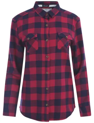 Women's classic checked flannel purple shirt - Tokyo Laundry