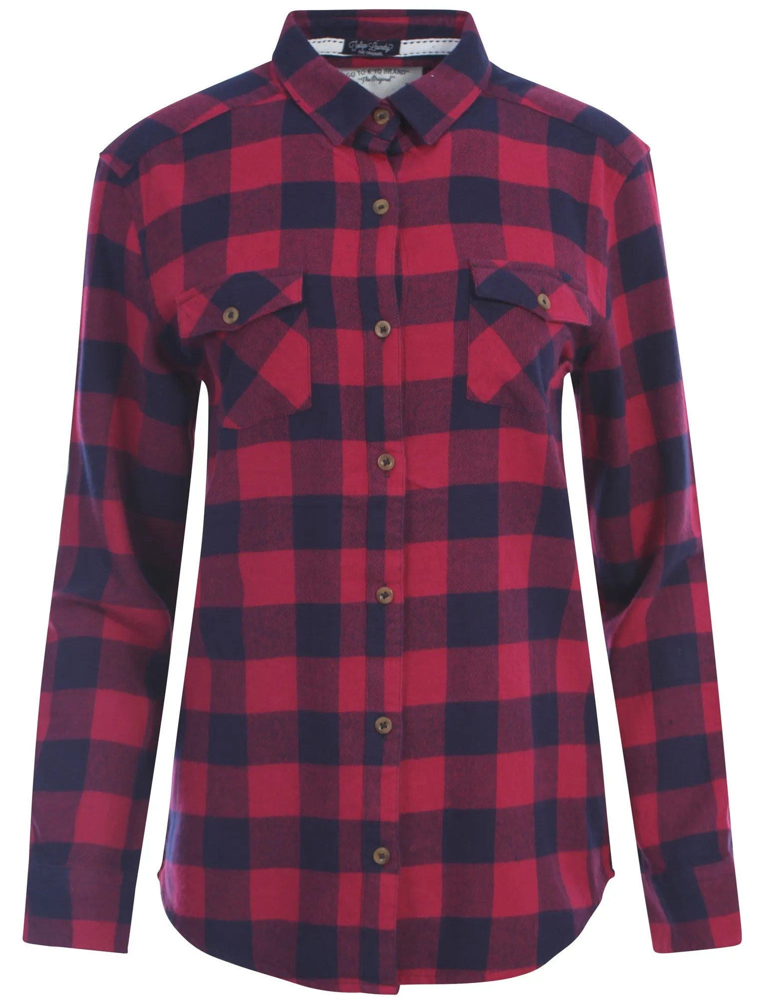 Women's classic checked flannel purple shirt - Tokyo Laundry
