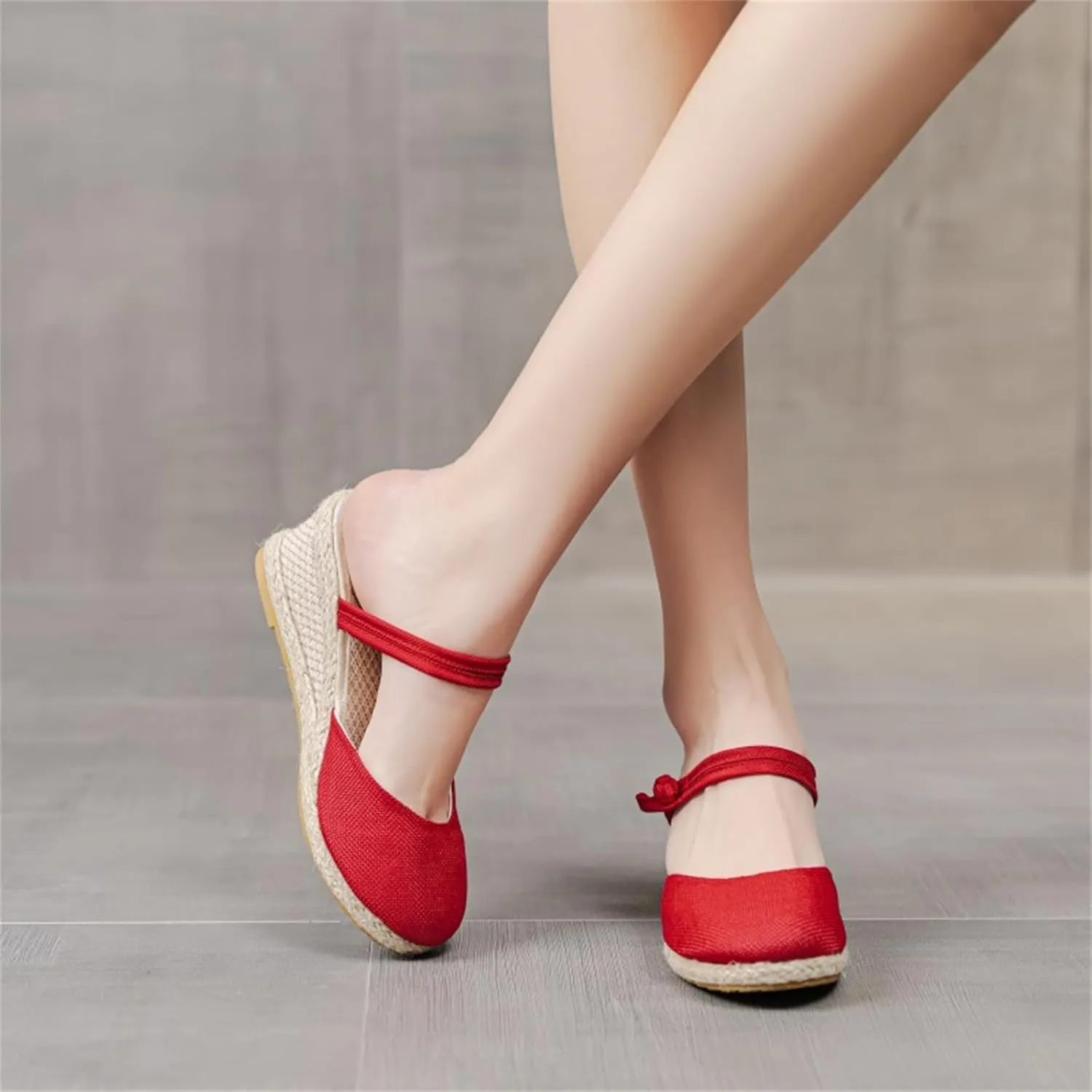 Womens Espadrille Wedges Summer Casual Platform Closed Toe Ankle Strap Sandals Lightweight Breathable Wedge Sandals Dress Shoes