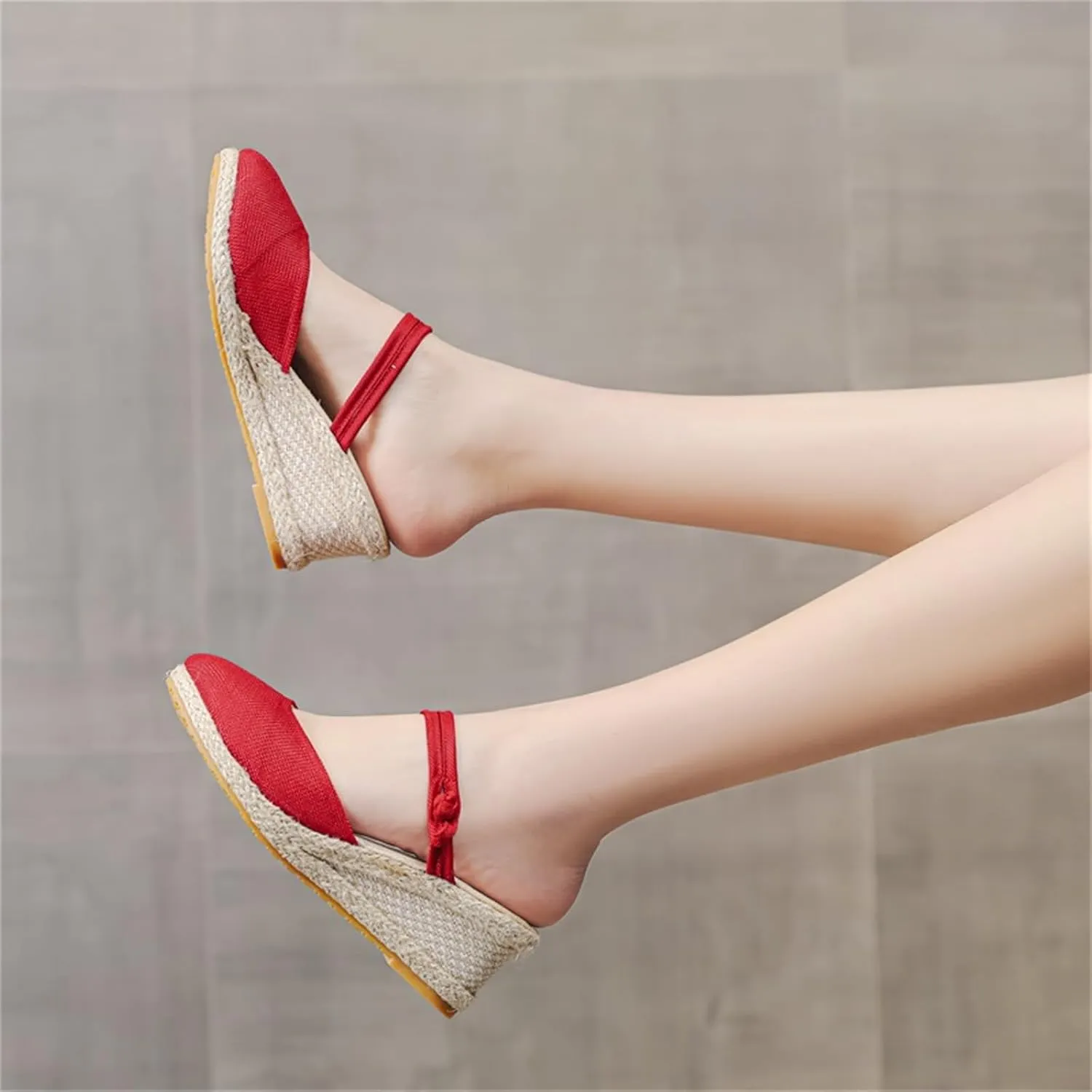 Womens Espadrille Wedges Summer Casual Platform Closed Toe Ankle Strap Sandals Lightweight Breathable Wedge Sandals Dress Shoes
