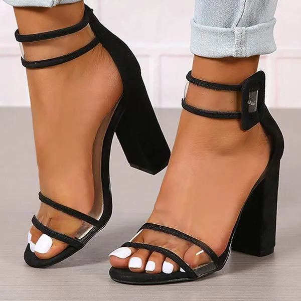 Women's Fashion Transparent Chunky Heel High Heel Sandals 02953148C