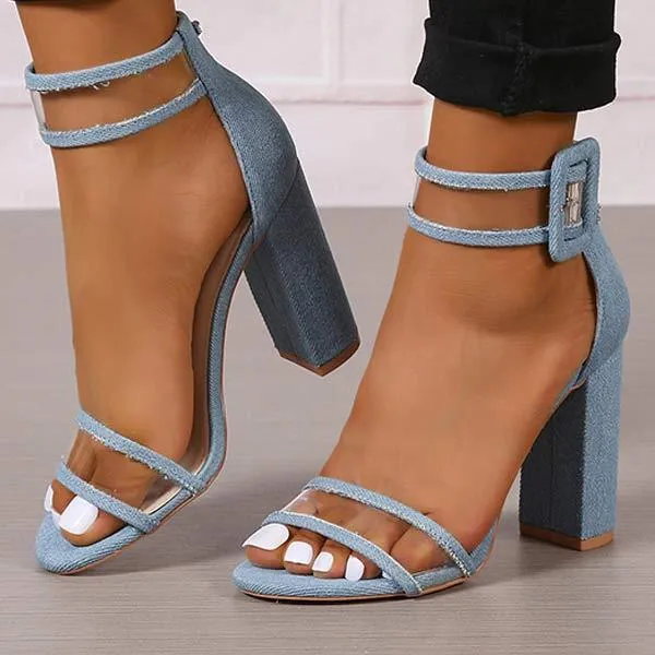 Women's Fashion Transparent Chunky Heel High Heel Sandals 02953148C