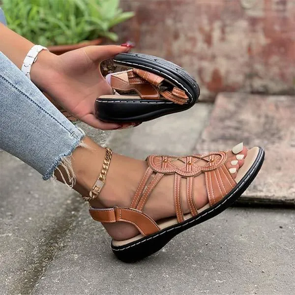 Women's Flat Casual Peep-Toe Roman Sandals 33894236C
