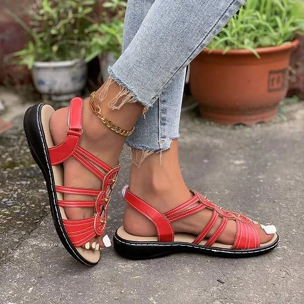 Women's Flat Casual Peep-Toe Roman Sandals 33894236C