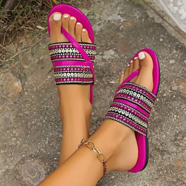 Women's Flat One-Strap Casual Slide Sandals 44928394C