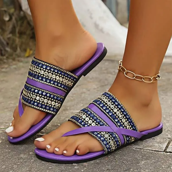 Women's Flat One-Strap Casual Slide Sandals 44928394C