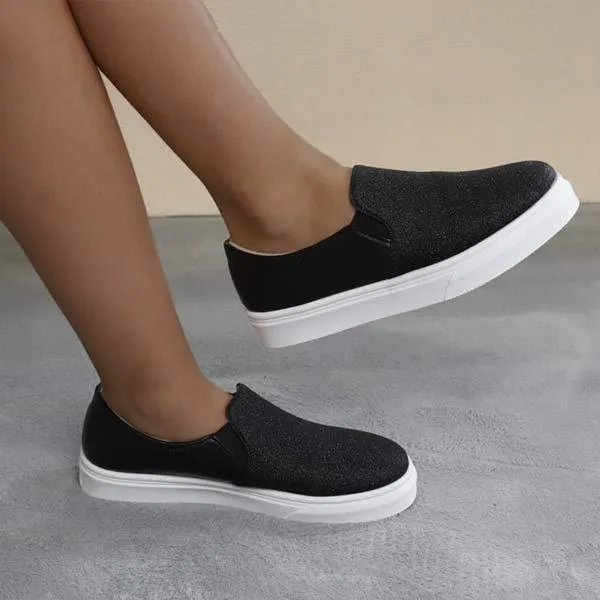 Women's Flat Shoes with Elastic Band and Glitter Detail 77826500C