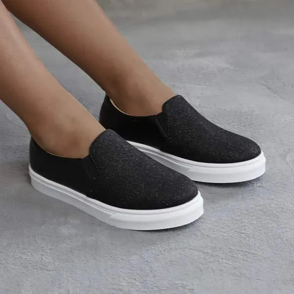 Women's Flat Shoes with Elastic Band and Glitter Detail 77826500C