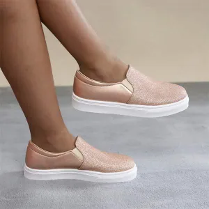Women's Flat Shoes with Elastic Band and Glitter Detail 77826500C