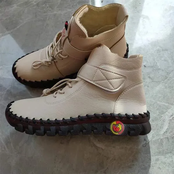 Women's Hand-Stitched Soft-Soled Fleece Warm Snow Boots 76549429C