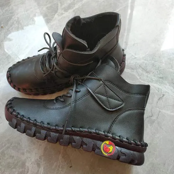 Women's Hand-Stitched Soft-Soled Fleece Warm Snow Boots 76549429C