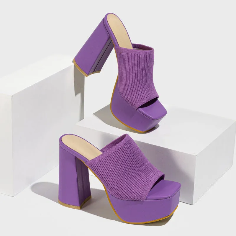 Women's High Heel Elastic Slippers
