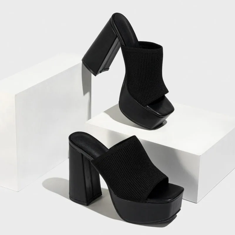 Women's High Heel Elastic Slippers