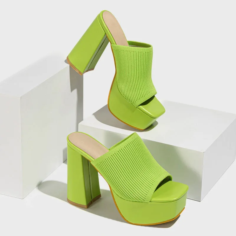 Women's High Heel Elastic Slippers