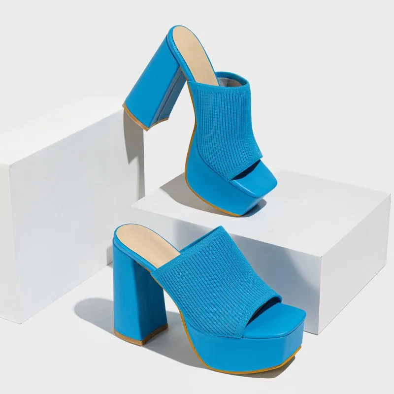 Women's High Heel Elastic Slippers