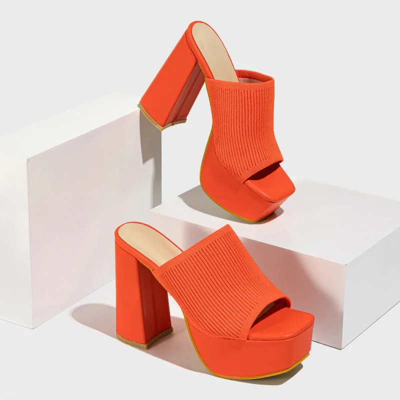 Women's High Heel Elastic Slippers