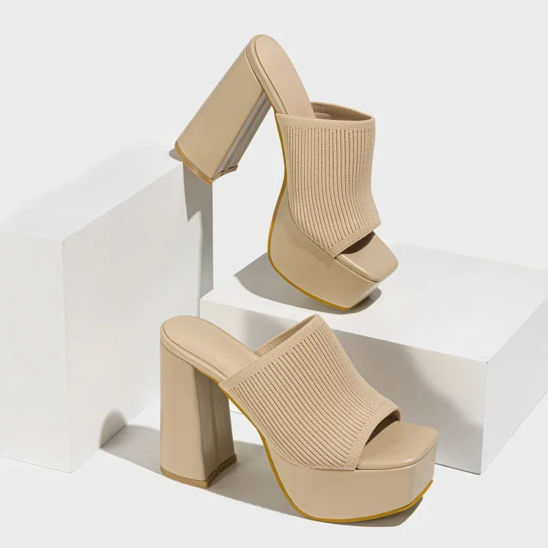 Women's High Heel Elastic Slippers