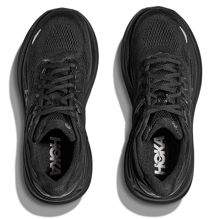 Womens Hoka Bondi 9 Extra Wide in Black/Black