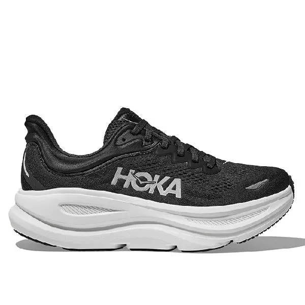 Womens Hoka Bondi 9 Extra Wide in Black/White