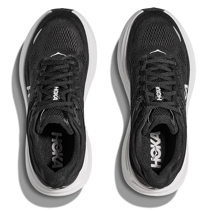 Womens Hoka Bondi 9 Extra Wide in Black/White